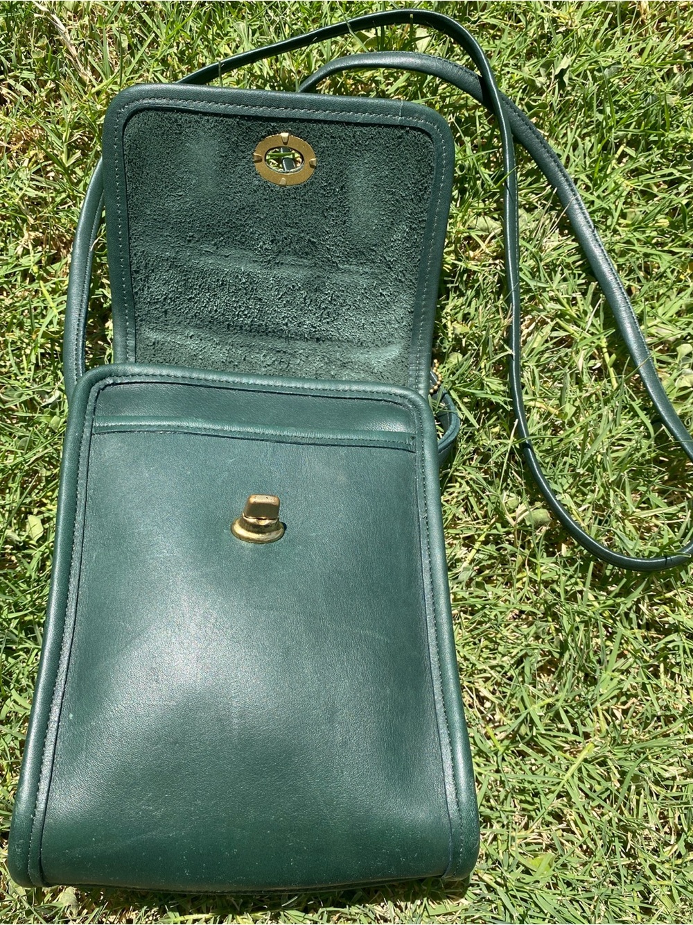 Rare Vintage Coach Forest Green Scooter Leather Crossbody Bag 9893 - Picture 14 of 16